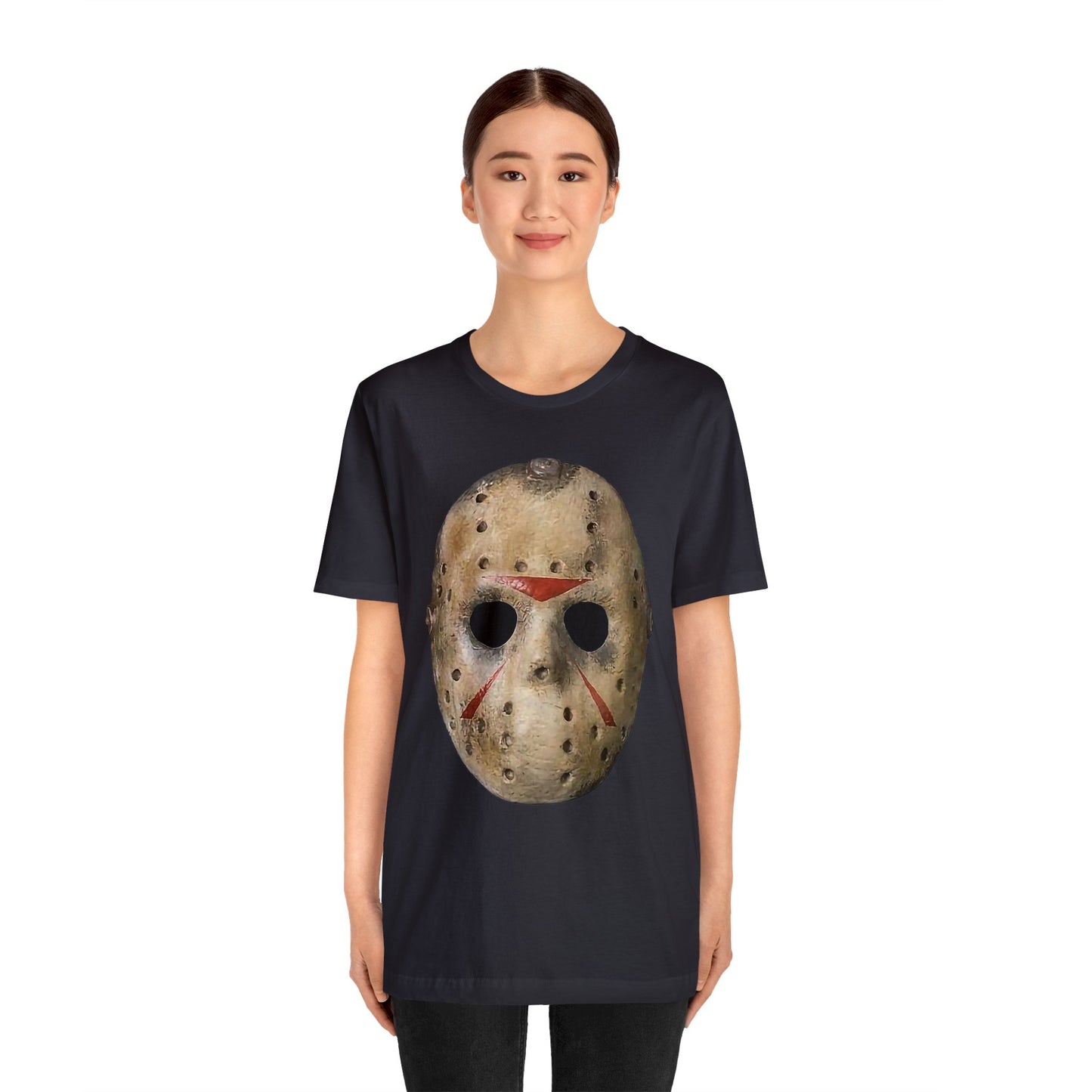 Halloween Jason's Mask Short Sleeve T-Shirt - Horror Movie Icon Tee, Friday the 13th Graphic Shirt