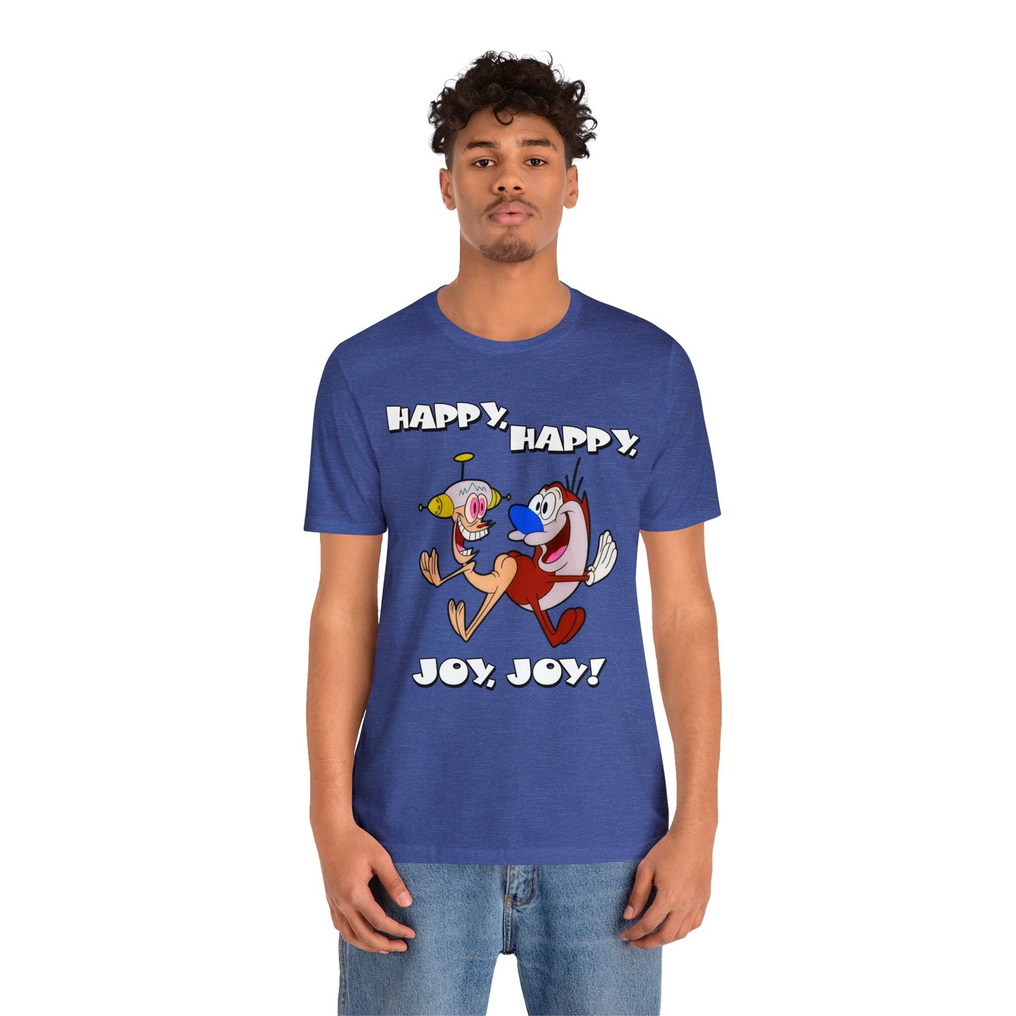 Ren and Stimpy Happy Happy Joy Joy Short Sleeve TShirt - 90s Retro Cartoon Tee