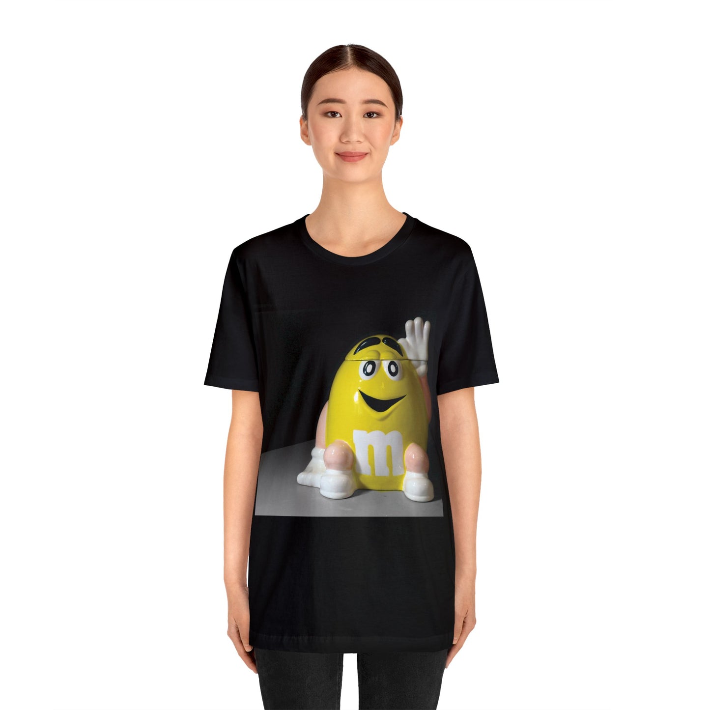 Yellow M&M Cookie Jar Ceramic Print Short Sleeve T-Shirt - Candy Lover's Retro Apparel