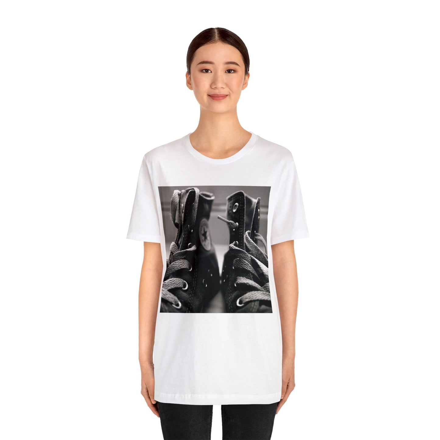 Chuck Taylors Zoomed In Black & White Short Sleeve T-Shirt - Classic Sneaker Lover Tee, Vintage Shoe Graphic Shirt