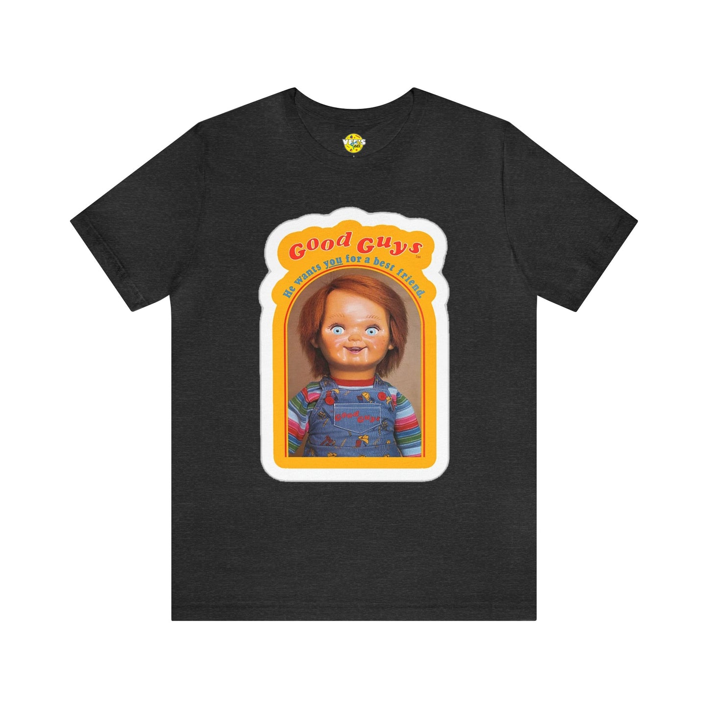 Halloween Chucky's Good Guy Doll Card Short Sleeve T-Shirt - Horror Icon Tee, Classic Movie Graphic Shirt