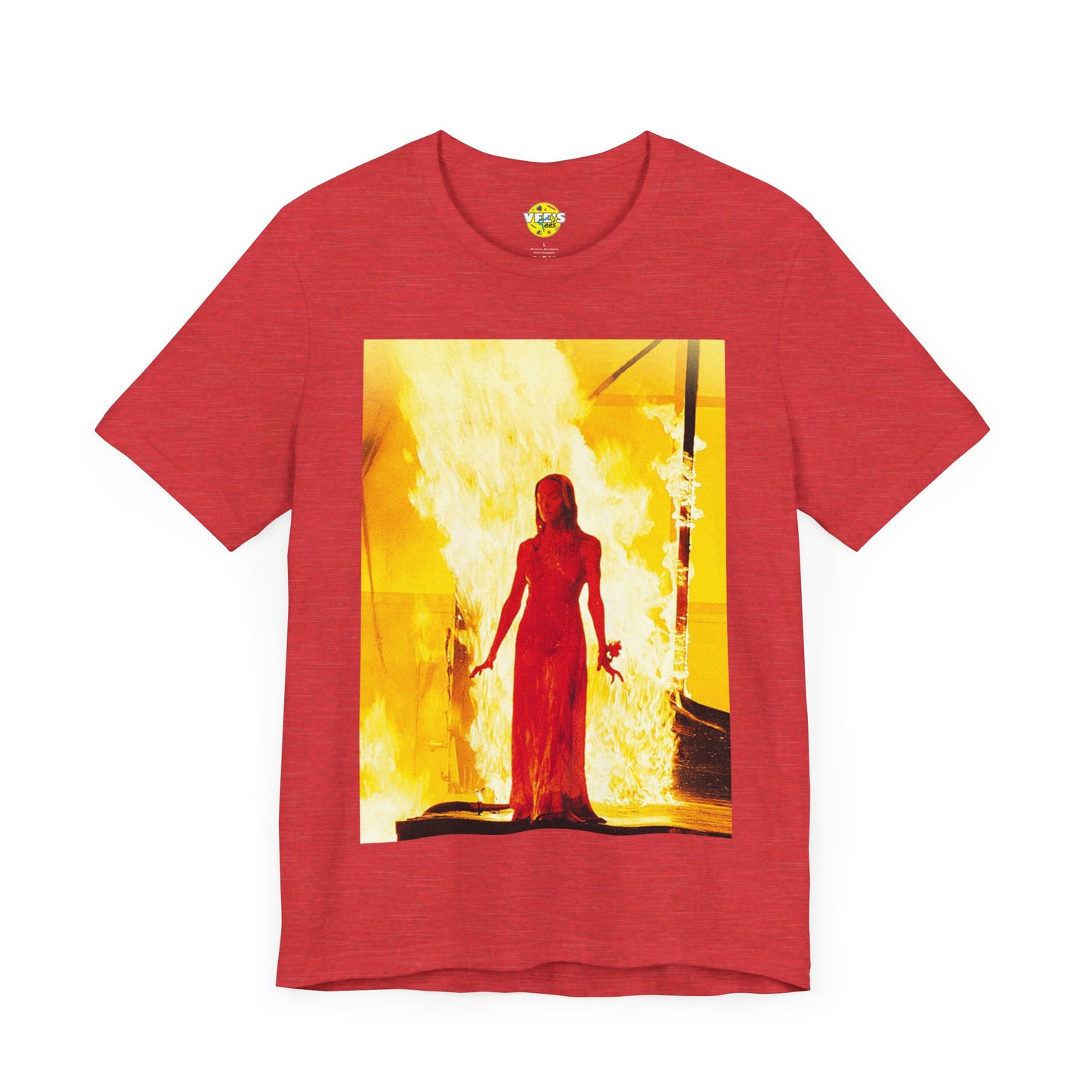 Halloween Carrie on the Burning Stage Short Sleeve T-Shirt - Iconic Horror Movie Tee, Carrie Prom Night Inferno Shirt