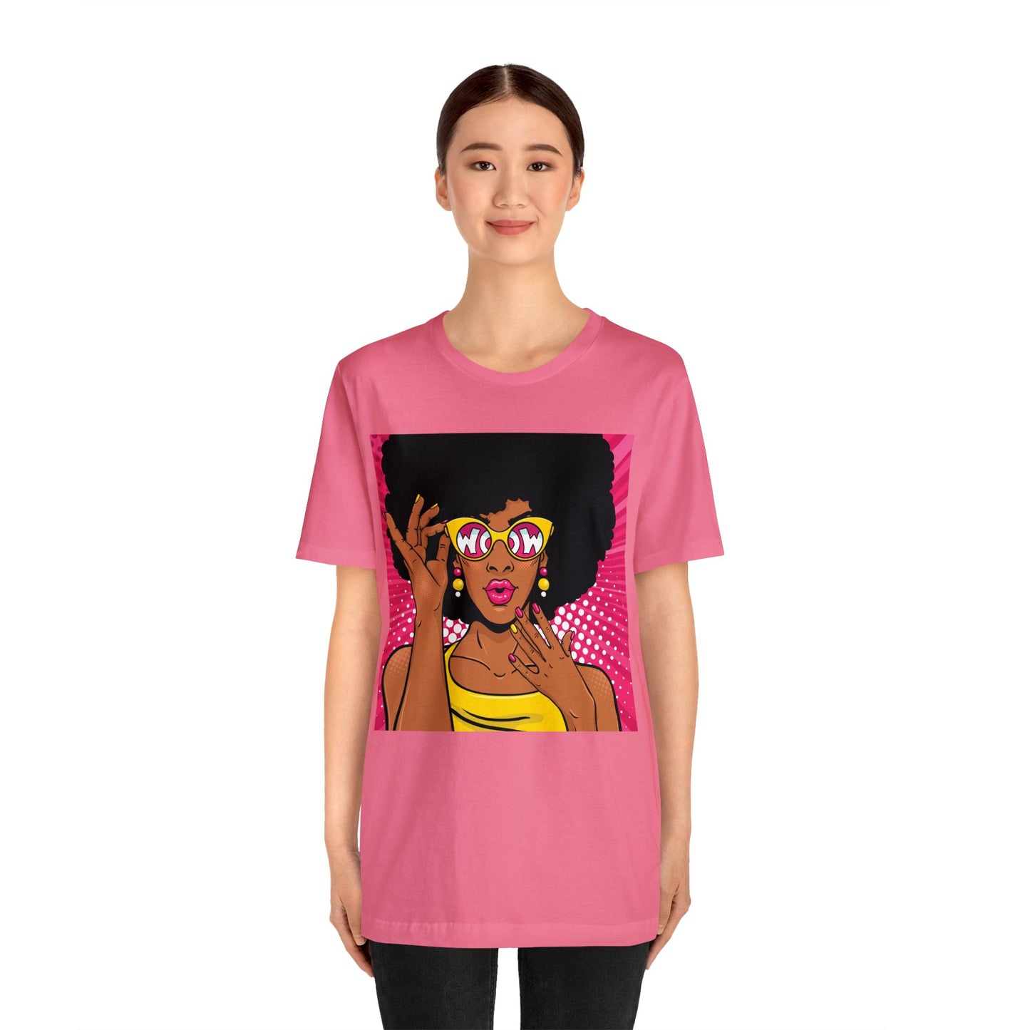 Pop Art Melanated Queen with Sunglasses Short Sleeve T-Shirt - Empowering Graphic Tee, Diverse Art Fashion