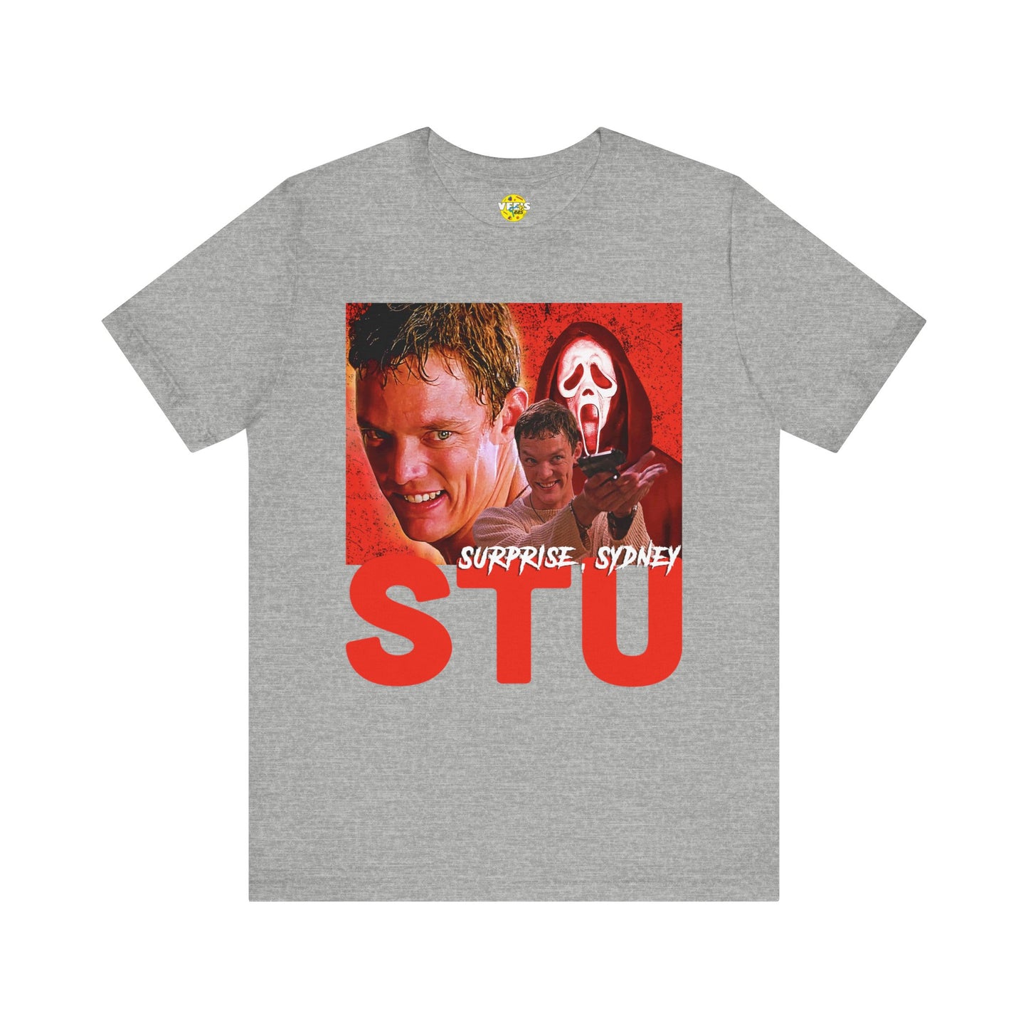 Halloween Stu Macher Scream Movie Graphic Short Sleeve T-Shirt - Retro Horror Film Tee, Iconic Villain Character Shirt