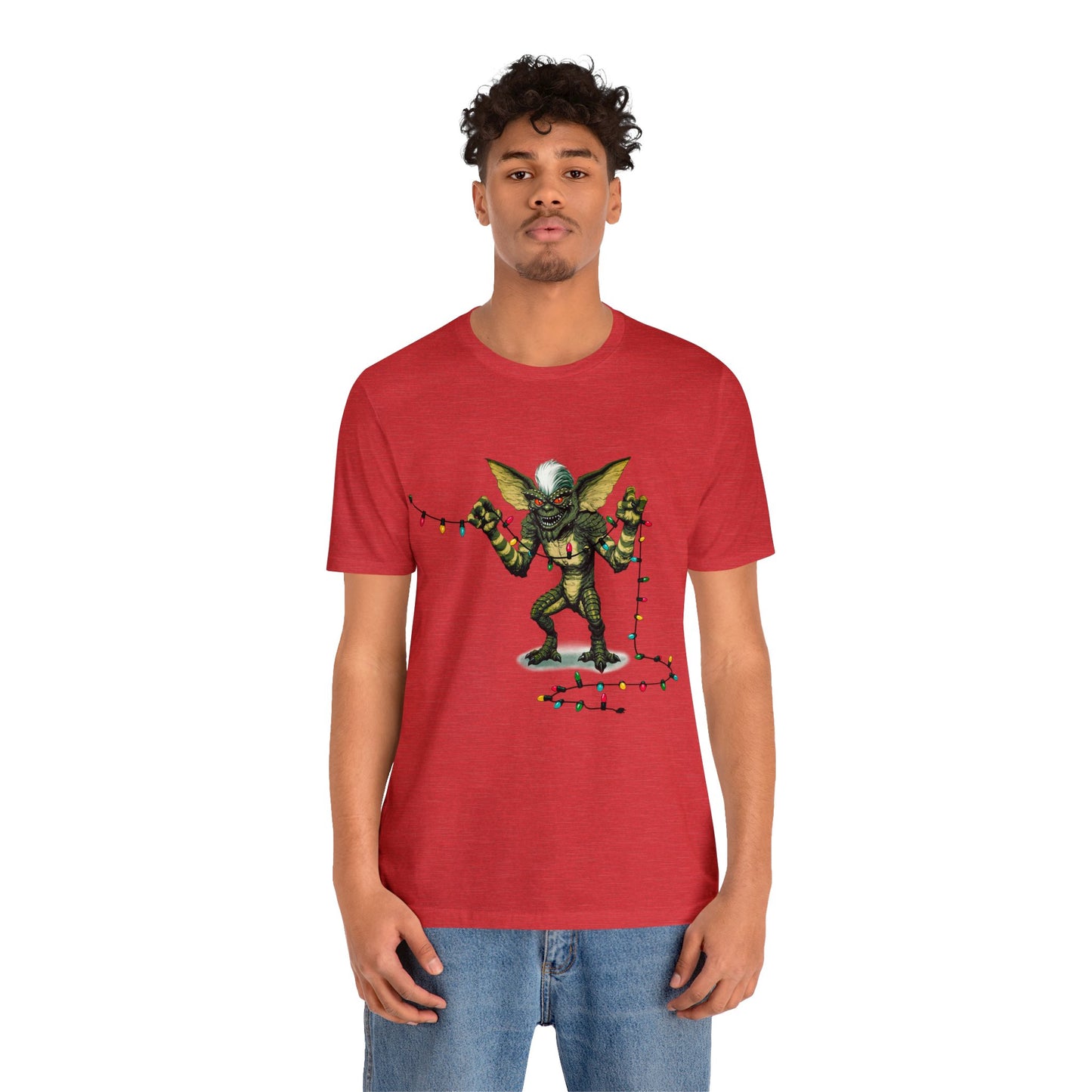 Stripe Festive Holiday - Gremlin Christmas Lights - Festive Stripe holding Christmas Lights - Gremlin Holiday Lights tshirt