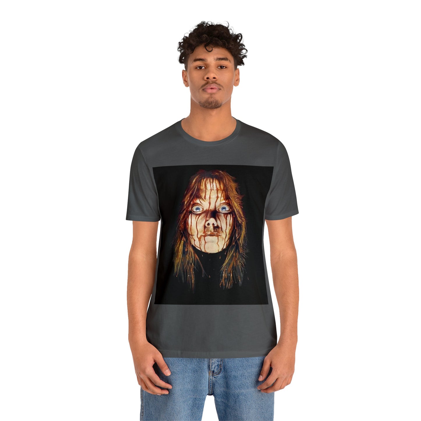 Halloween Carrie White's Bloody Face Stephen King Short Sleeve T-Shirt - Horror Icon Tee, Classic Movie Graphic Shirt