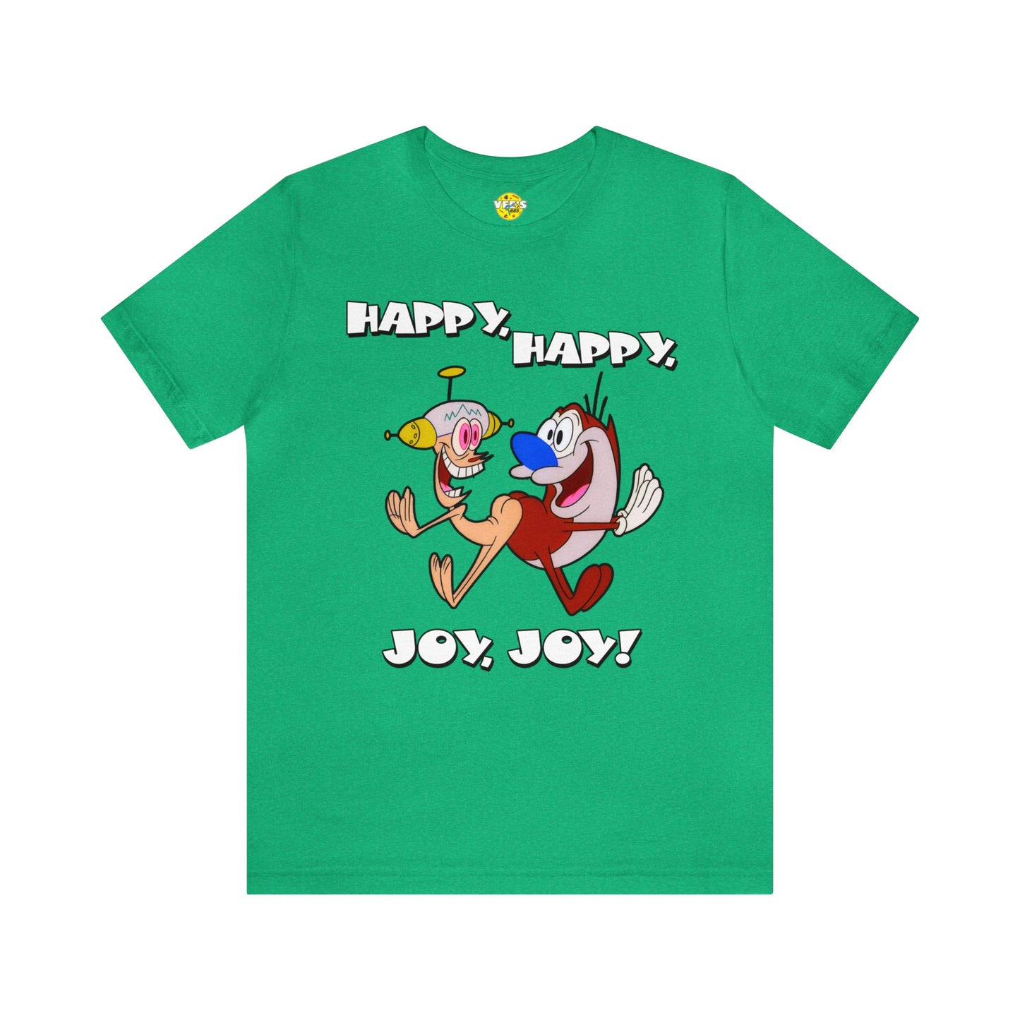 Ren and Stimpy Happy Happy Joy Joy Short Sleeve TShirt - 90s Retro Cartoon Tee