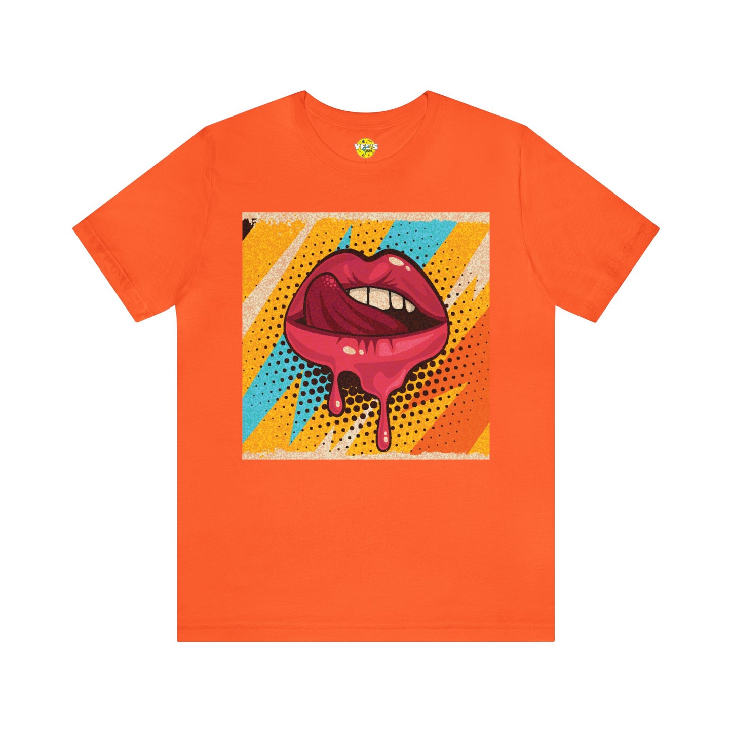 Retro Pop Art Licking Tongue Short Sleeve T-Shirt - Playful Graphic Tee, Vintage Style Fashion Shirt