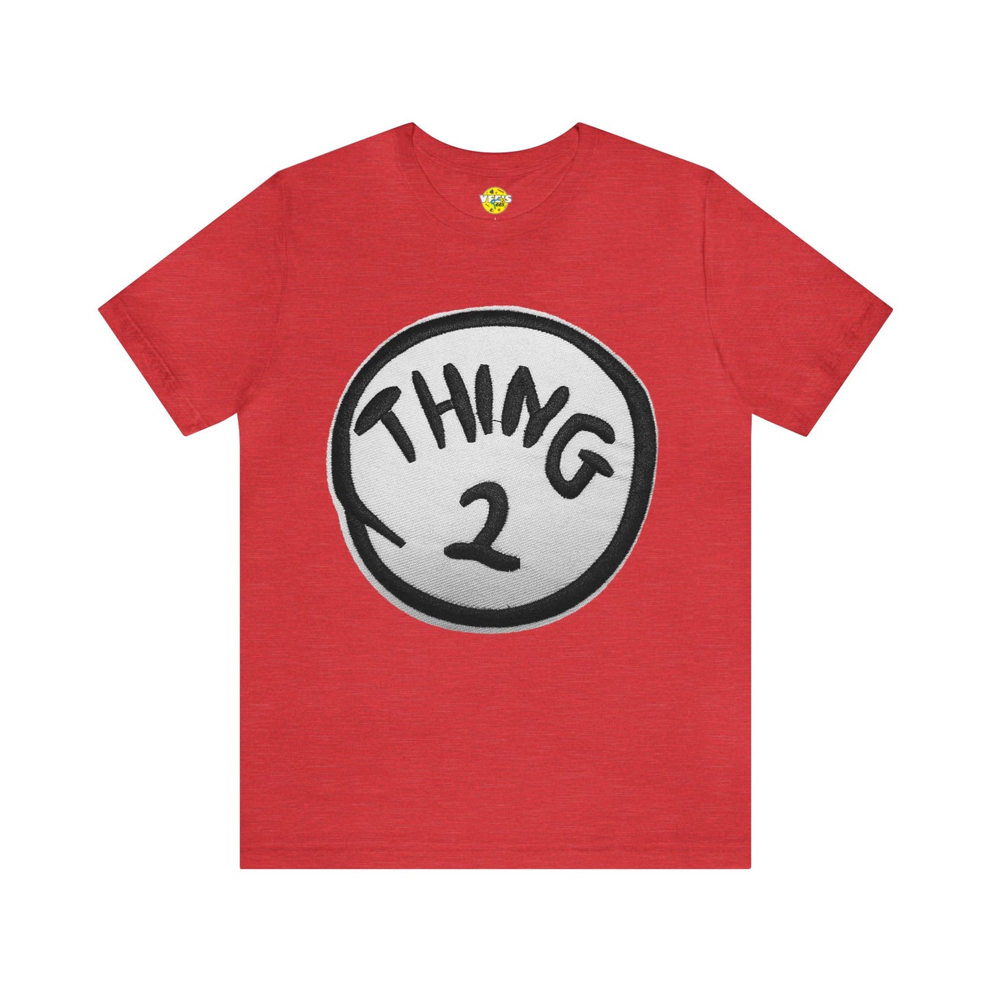 Thing 2 Playful Circle Graphic Vibes Tee - Cat in the Hat Seuss Fan Fashion TShirt - Valentines Day Childrens Book Companion Shirt