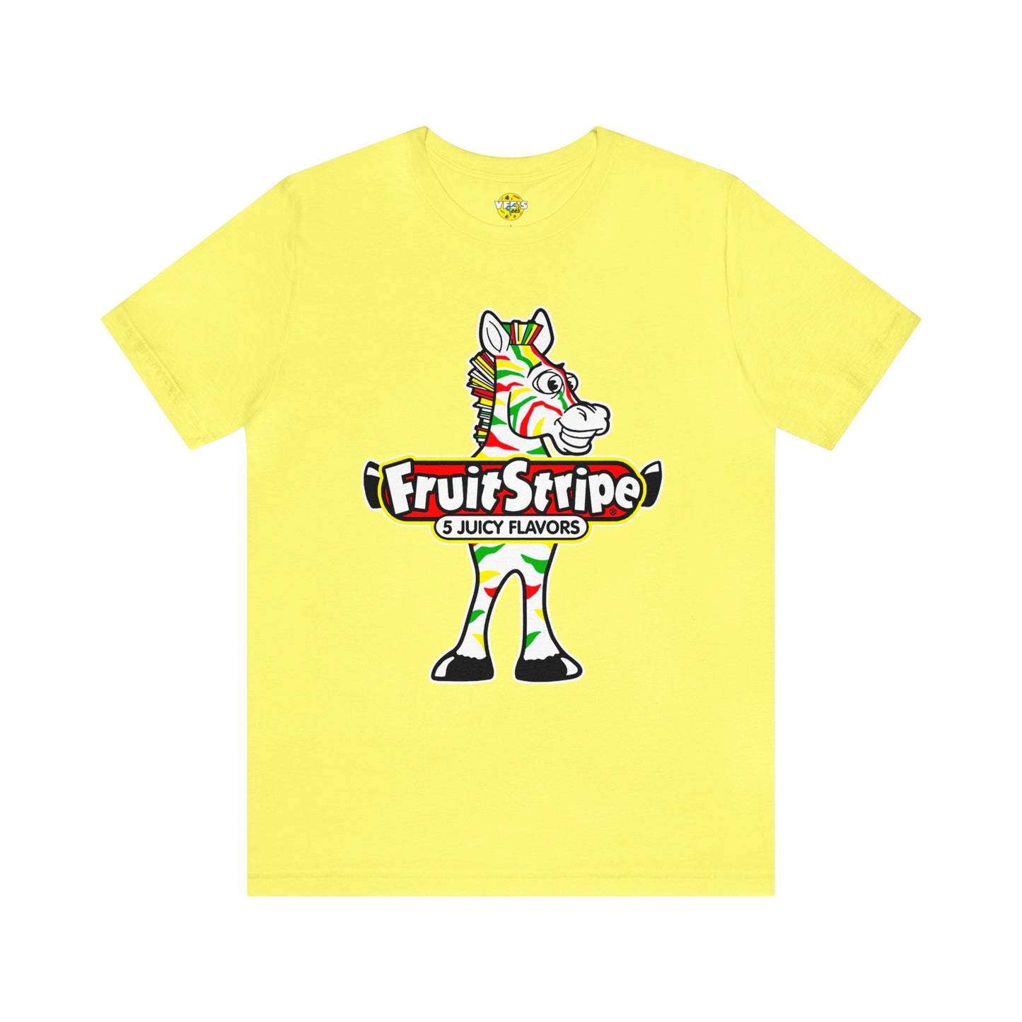 Yikes the Zebra Retro Stripe Tee - Nostalgic Fruit Stripe Gum Design