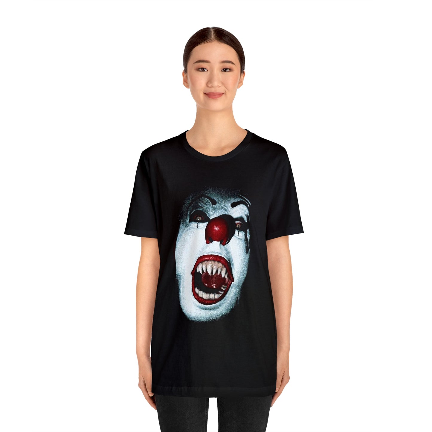 Halloween Pennywise Evil Face Short Sleeve T-Shirt - Classic Horror Clown Tee - Stephen King's IT Shirt