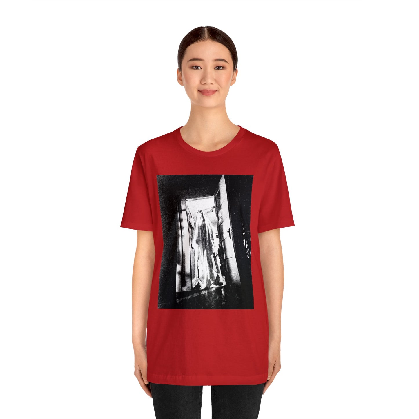 Halloween Ghost Michael Myers Short Sleeve T-Shirt - Horror Movie Tee - Spooky Michael Myers Doorway Art - Halloween Shirt