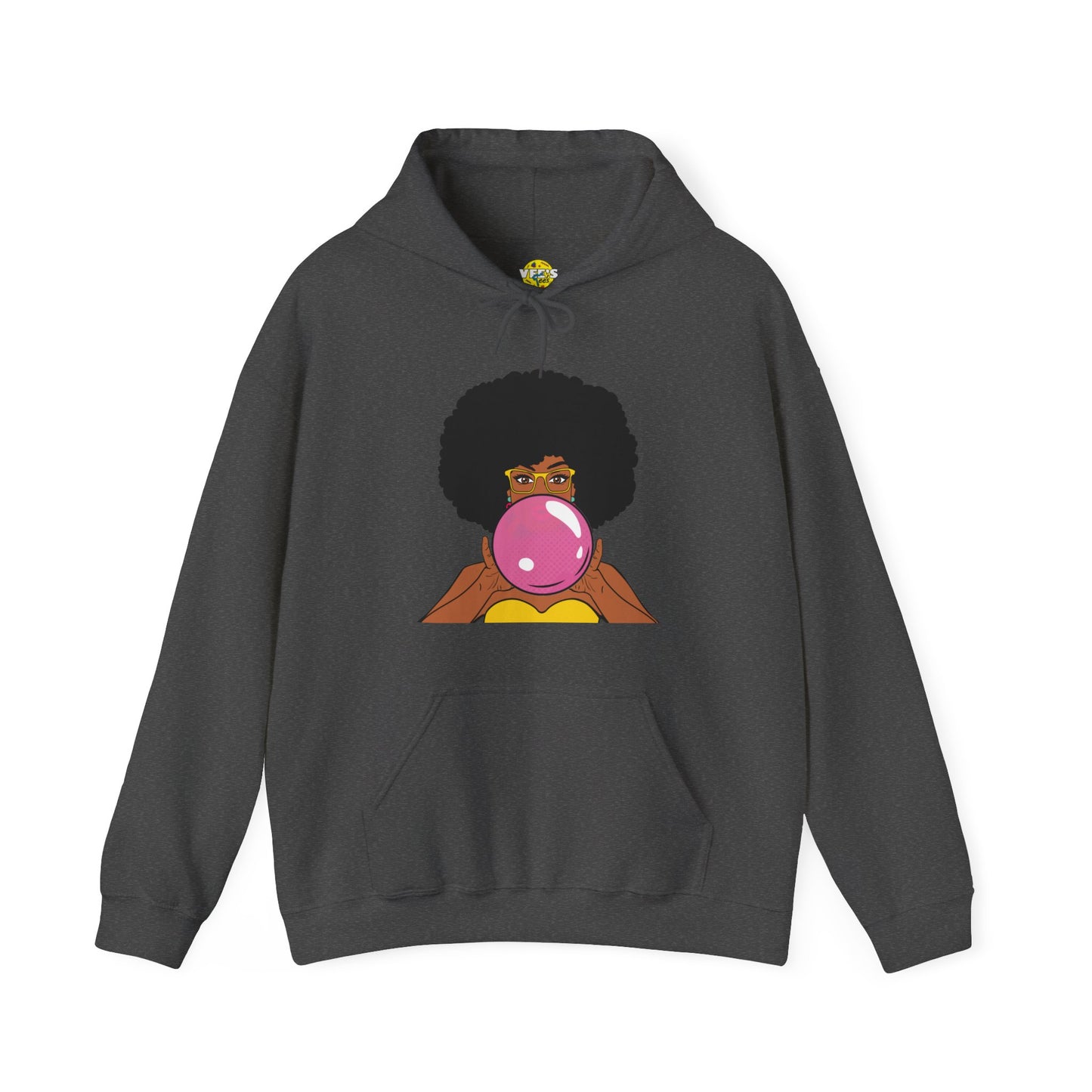 Afro Bubble Pop Art Hoodie, Unique Natural Hair Black Girl Magic Sweatshirt, Joyful African American Woman Playful Illustration Shirt