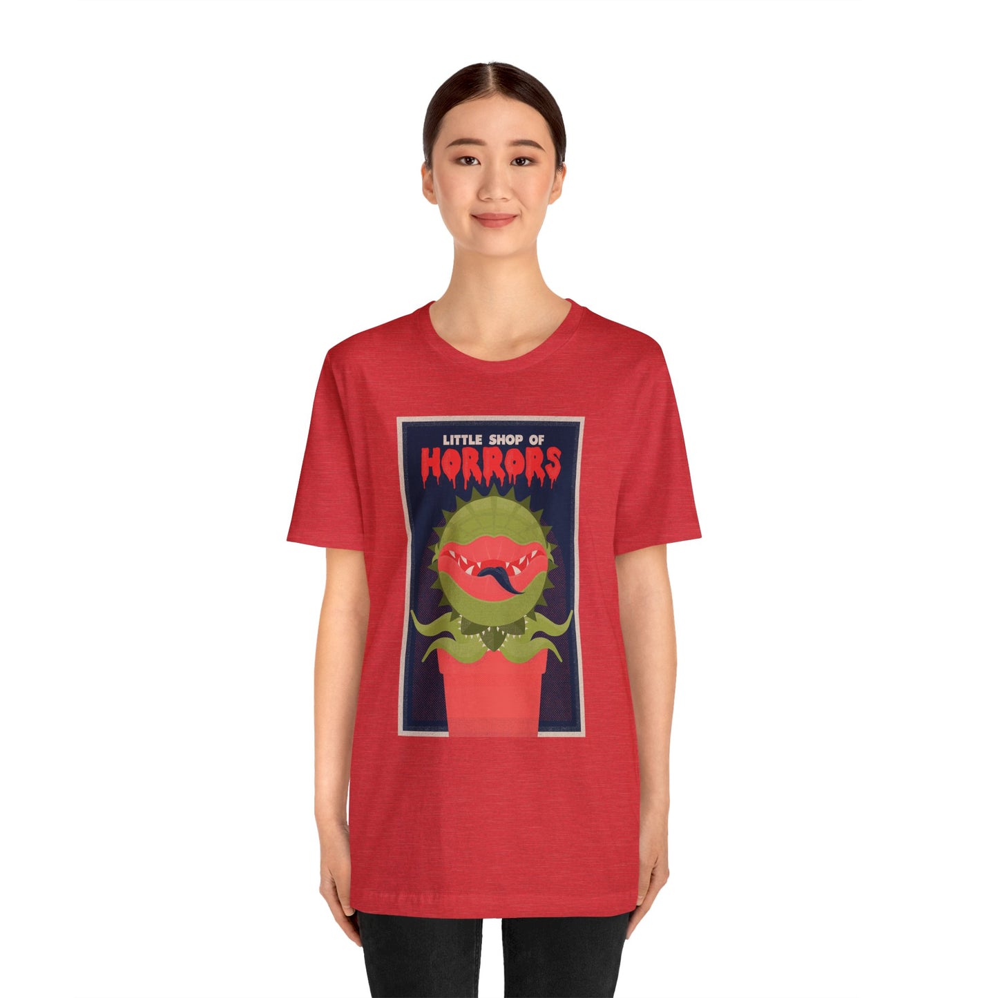 Halloween Audrey II Little Shop of Horrors Short Sleeve T-Shirt - Retro Horror Movie Graphic Tee, Vintage Plant Monster Shirt