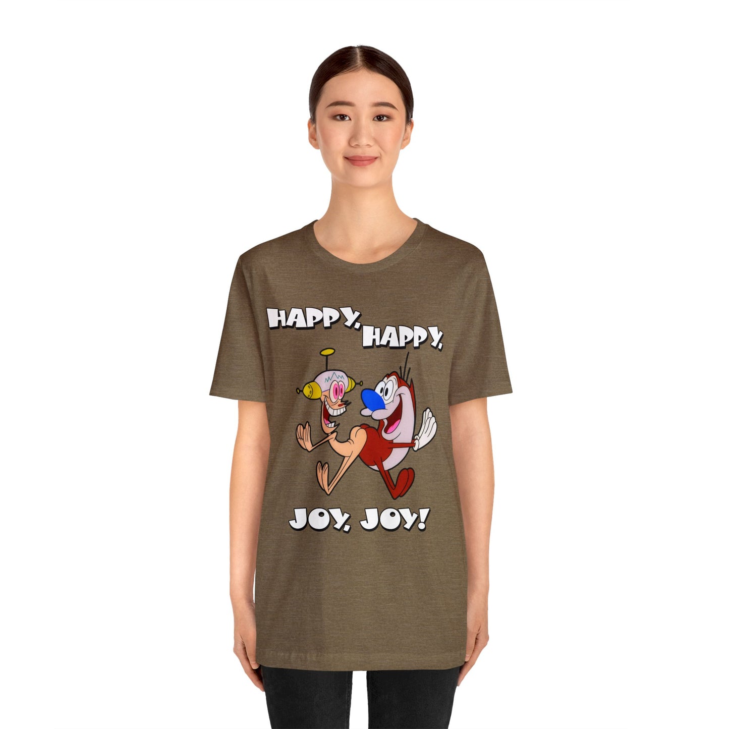 Ren and Stimpy Happy Happy Joy Joy Short Sleeve TShirt - 90s Retro Cartoon Tee