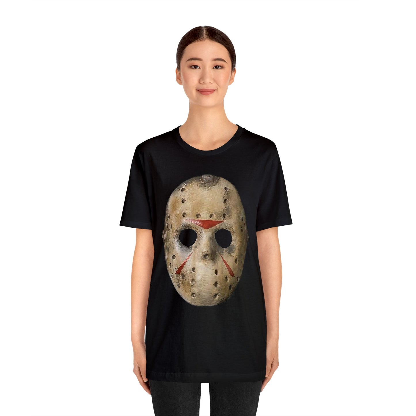 Halloween Jason's Mask Short Sleeve T-Shirt - Horror Movie Icon Tee, Friday the 13th Graphic Shirt