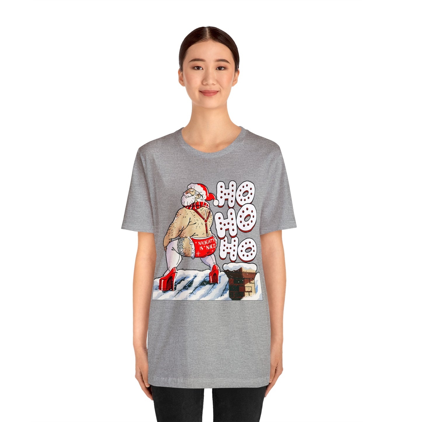 Naughty Santa Christmas tee - Naughty Santa Claus shirt - Ho Ho Ho Naughty Santa tshirt - Santa Claus Heels tshirt