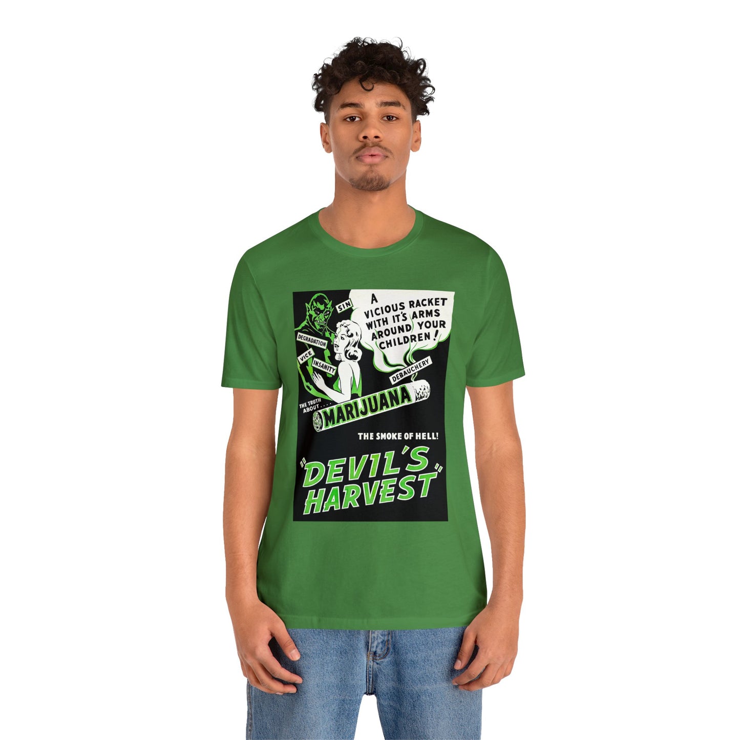 Vintage Reefer Madness 'Devil's Harvest' Movie Poster Short Sleeve T-Shirt - Retro Cult Classic Tee