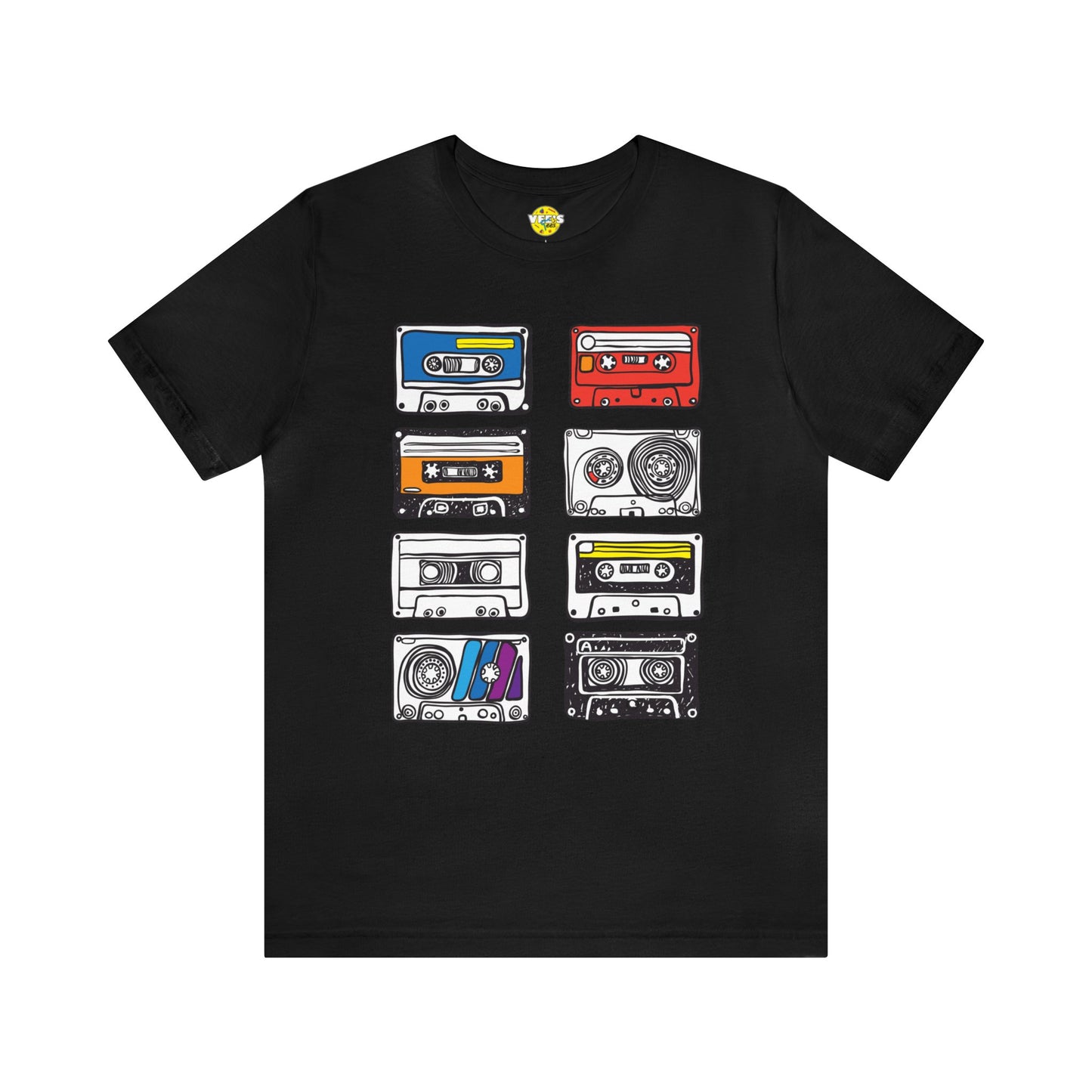 Retro Cassette Tapes Short Sleeve T-Shirt - Vintage Music Lover Tee, 80s Nostalgia Graphic Shirt