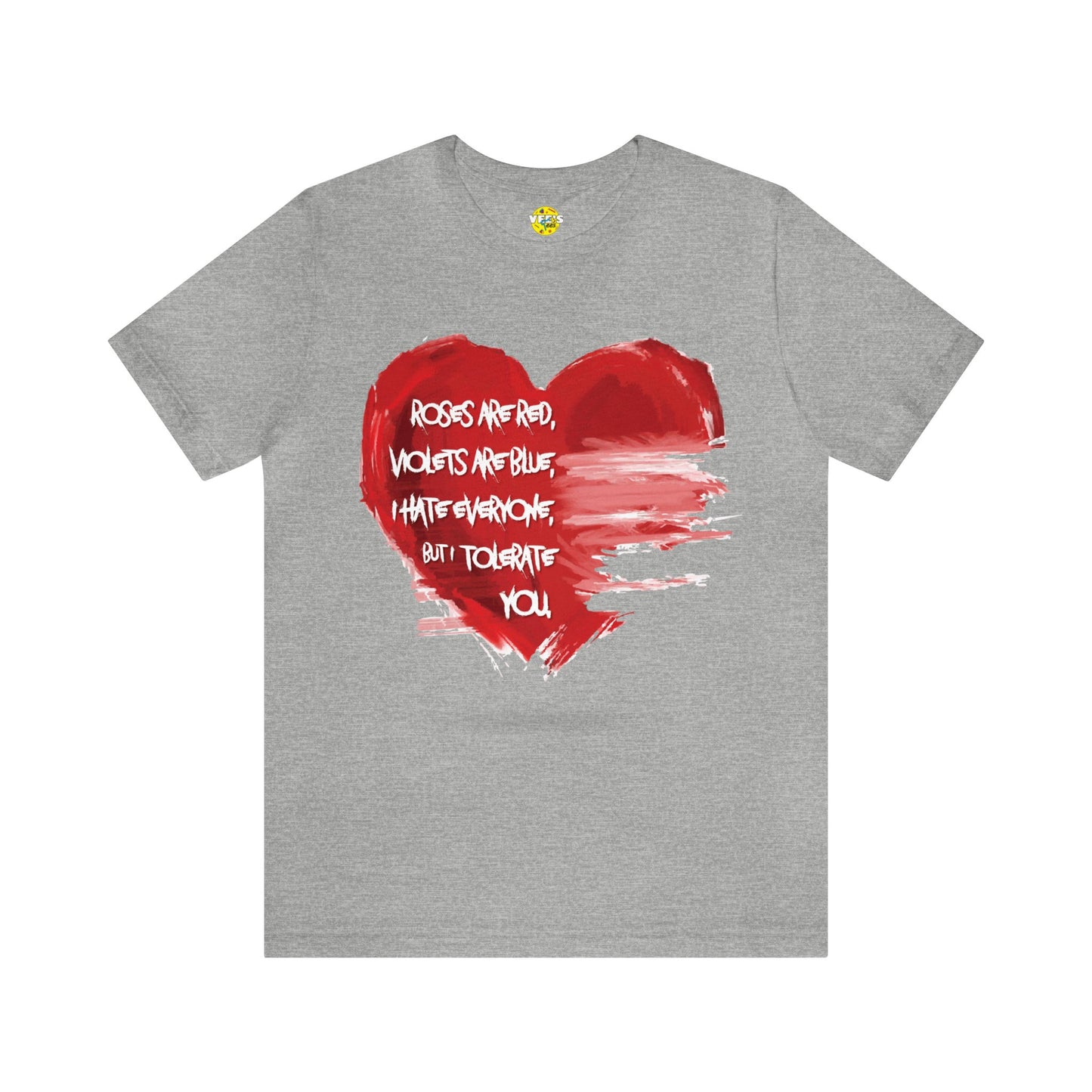 Grunge Heart Poetry Tee - Rebellious Anti-Valentines Day Tshirt - Edgy Unique Graphic Heart Illustration Shirt