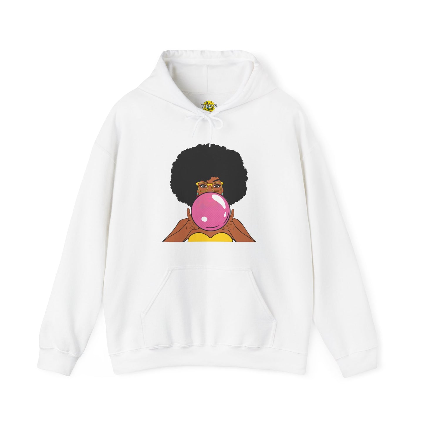 Afro Bubble Pop Art Hoodie, Unique Natural Hair Black Girl Magic Sweatshirt, Joyful African American Woman Playful Illustration Shirt