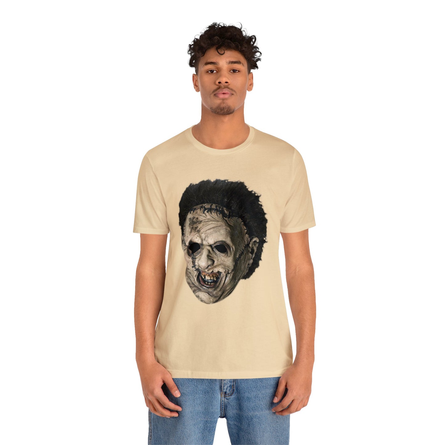 Halloween Leatherface Mask Short Sleeve T-Shirt - Classic Horror Film Tee - Iconic Chainsaw Massacre Shirt