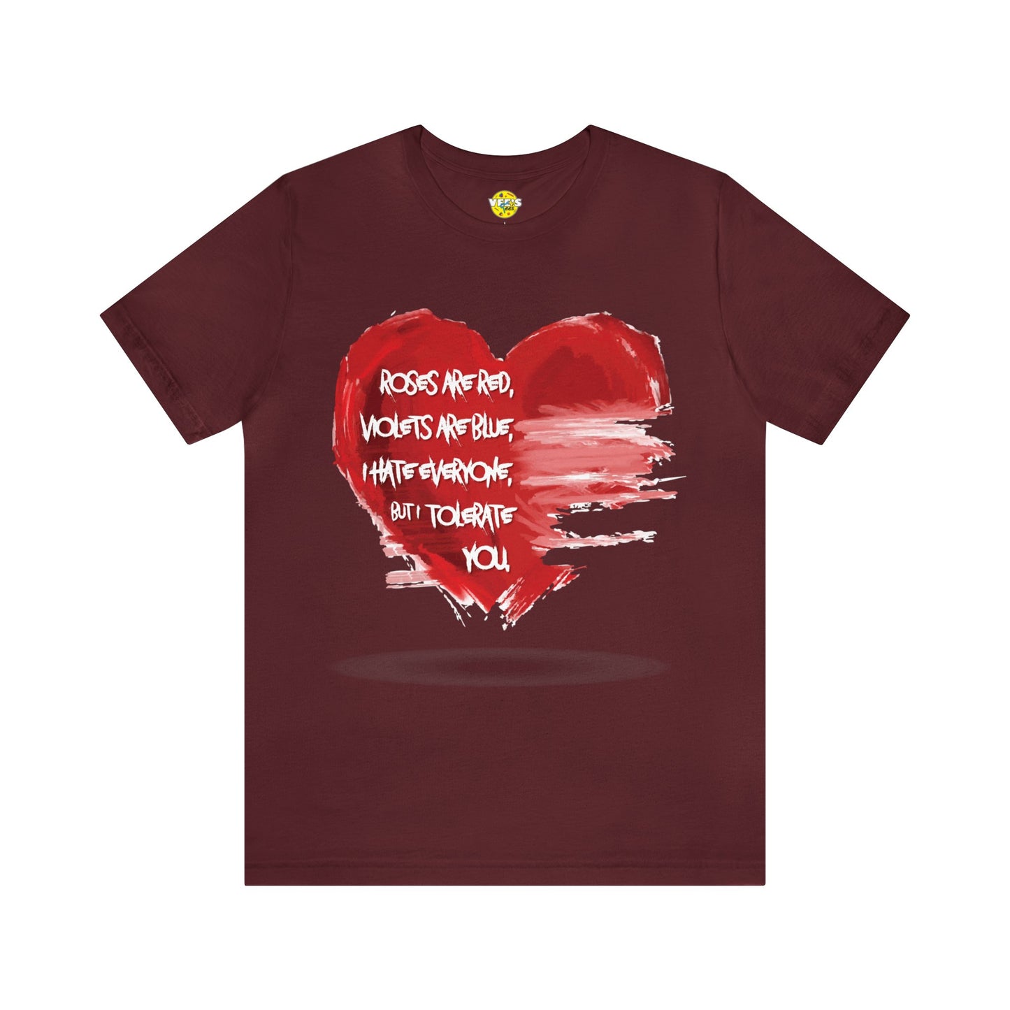 Grunge Heart Poetry Tee - Rebellious Anti-Valentines Day Tshirt - Edgy Unique Graphic Heart Illustration Shirt