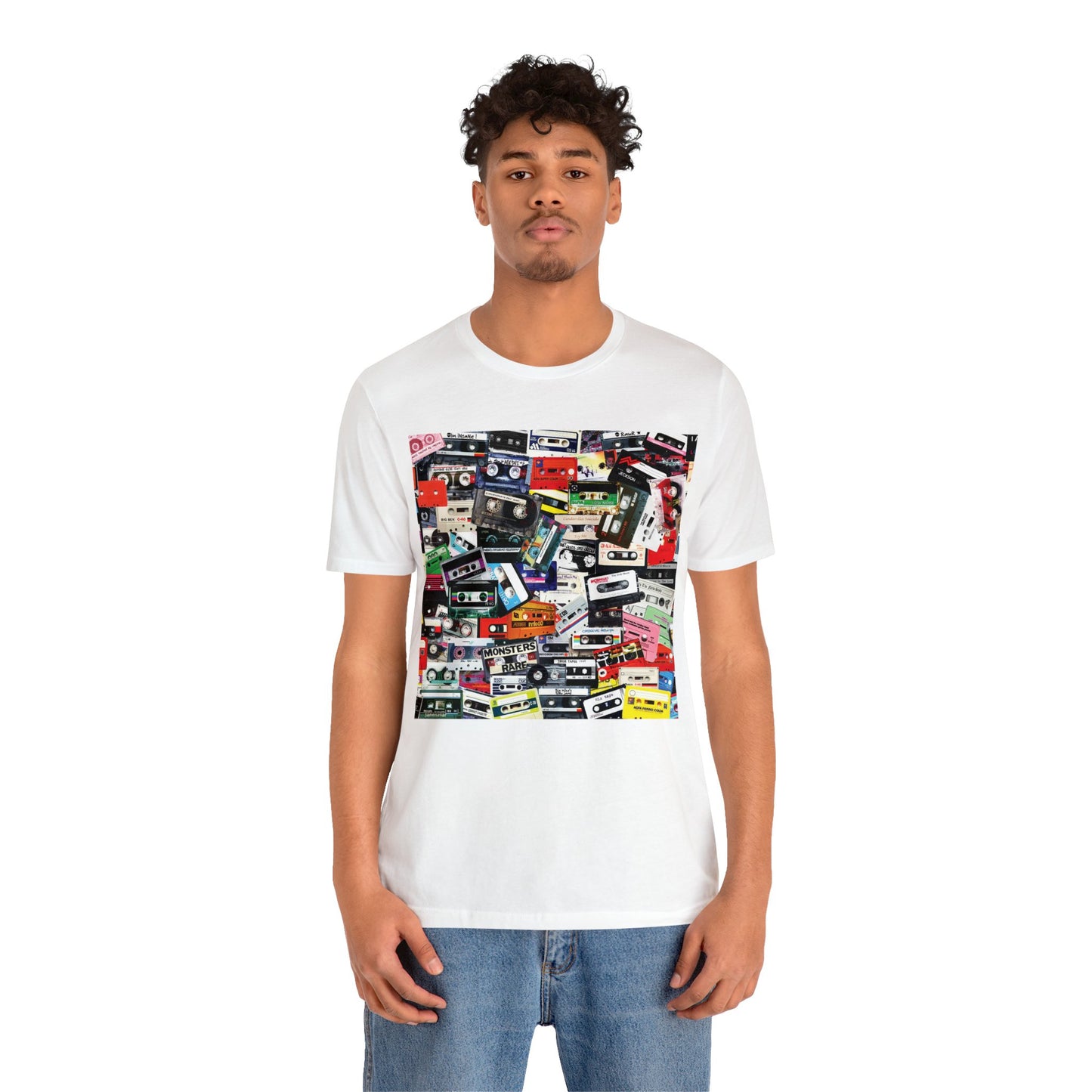 Retro 80s Mixtape Collage Short Sleeve T-Shirt - Vintage Music Lover Tee, Nostalgic Graphic Shirt