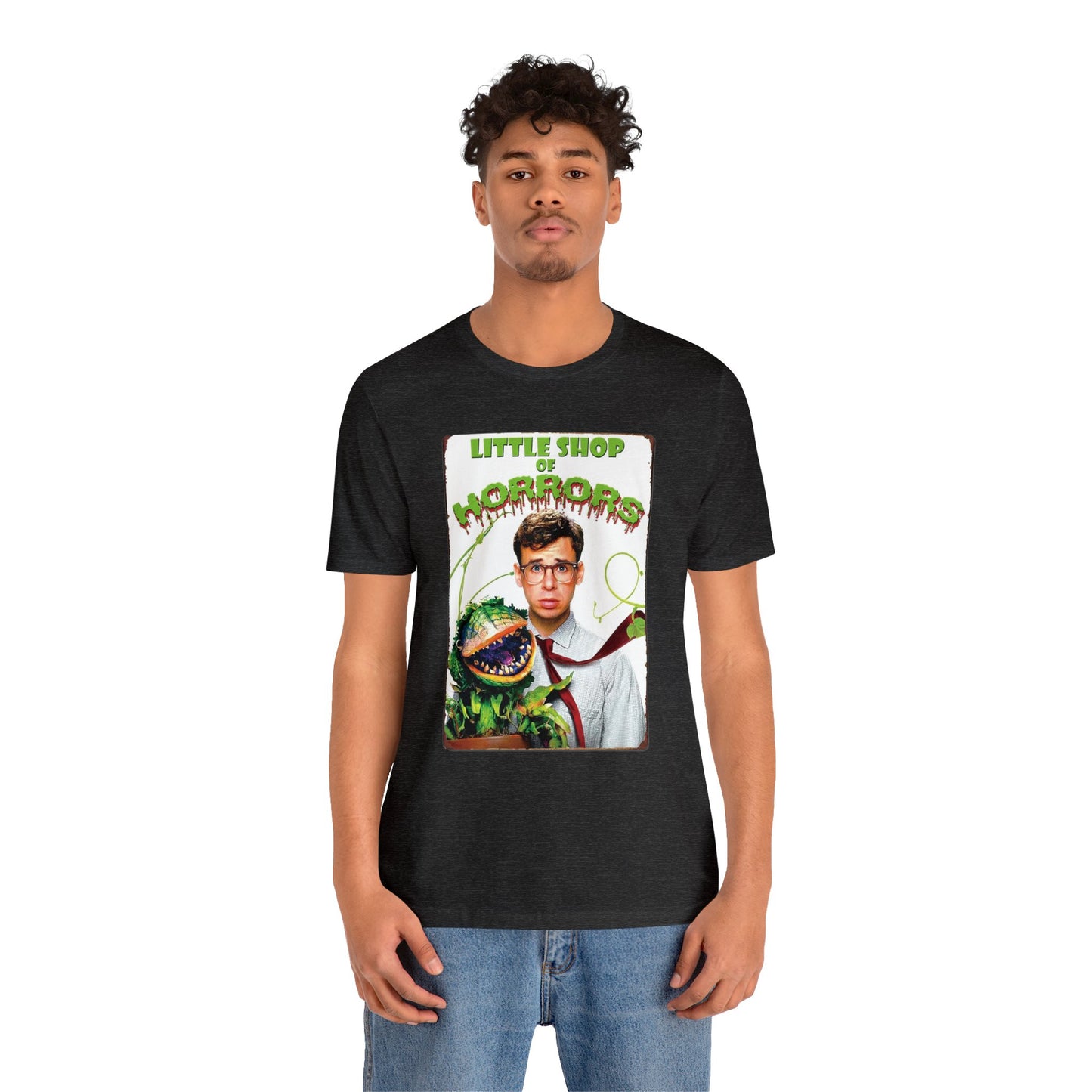 Halloween Little Shop of Horrors Movie Poster Short Sleeve T-Shirt - Classic Musical Comedy Tee - Audrey II Plant Shirt