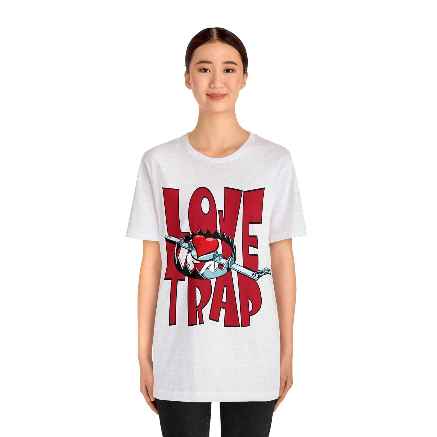 Love is a Trap Bear Trap Heart Graphic Tee - Anti Valentine Alternative Love Paradox Shirt - Valentines Day Unique Love Tshirt