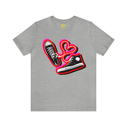 Valentines Day Shoestring Heart TShirt - Shoestring Heart Sneaker Graphic Tee - Unisex 90s Converse Tshirt