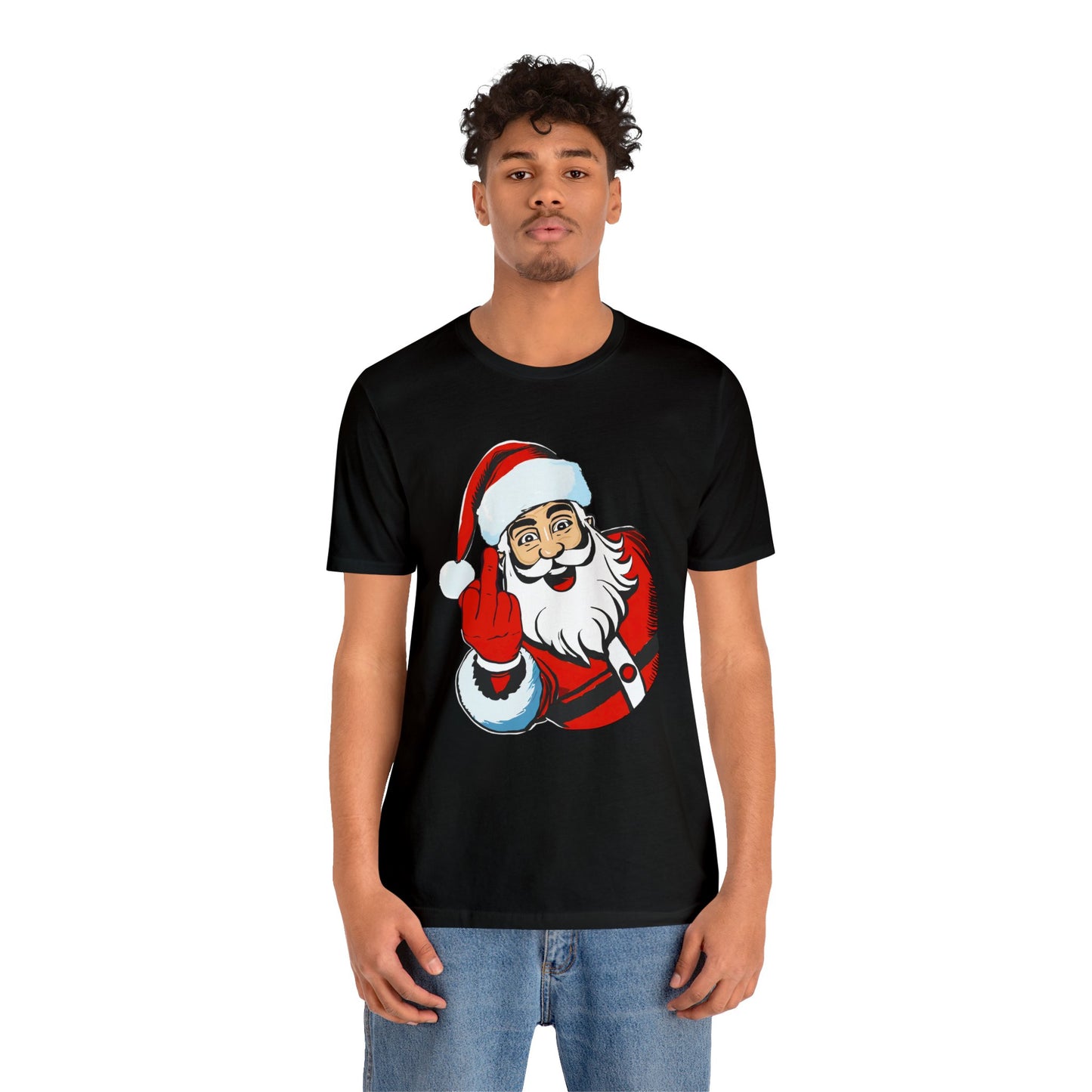 Naughty Santa Tshirt - Naughty Santa Christmas Tshirt - Santa Claus Middle Finger - Santa Middle Finger Tshirt