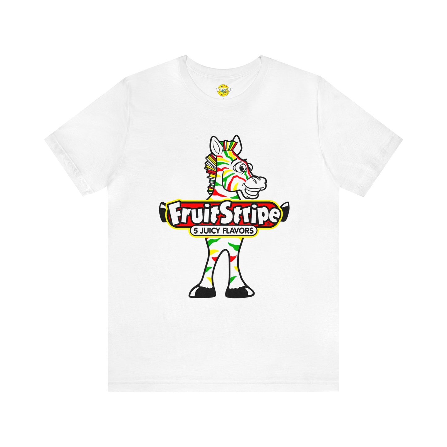 Yikes the Zebra Retro Stripe Tee - Nostalgic Fruit Stripe Gum Design