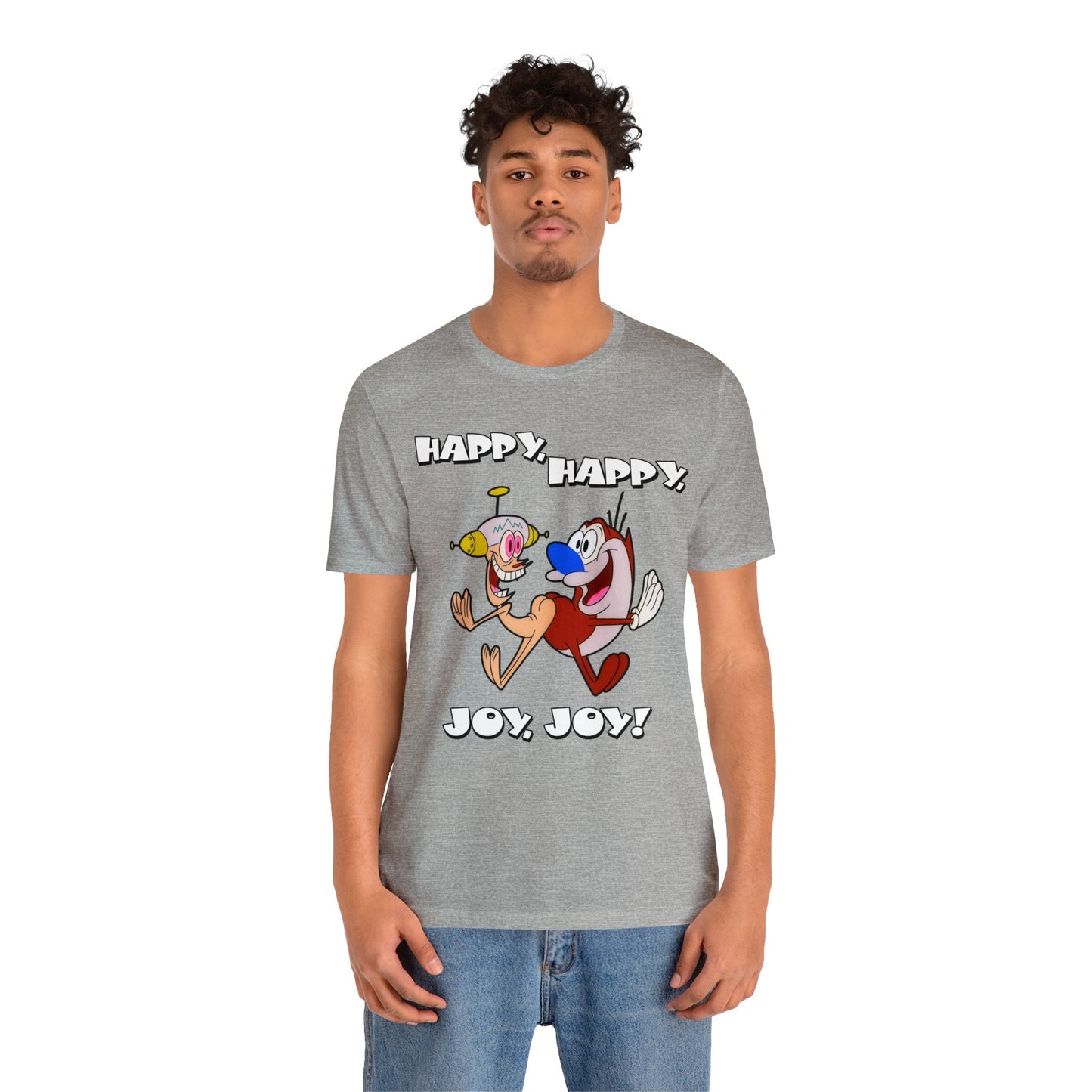 Ren and Stimpy Happy Happy Joy Joy Short Sleeve TShirt - 90s Retro Cartoon Tee