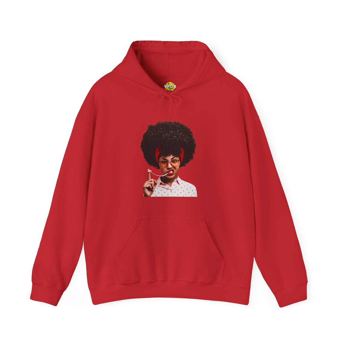 Cute Black Woman Afro Gum Hoodie, Unique Natural Hair Black Girl Magic Sweatshirt, Joyful African American Woman Playful Natural Hair Hoodie