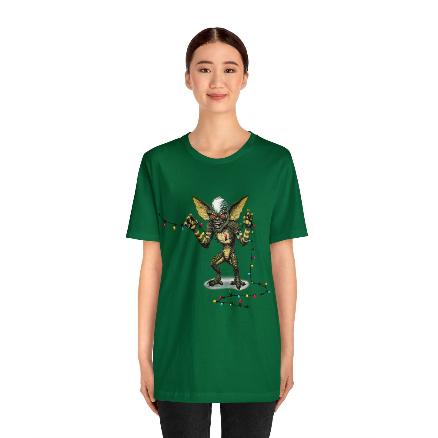 Stripe Festive Holiday - Gremlin Christmas Lights - Festive Stripe holding Christmas Lights - Gremlin Holiday Lights tshirt