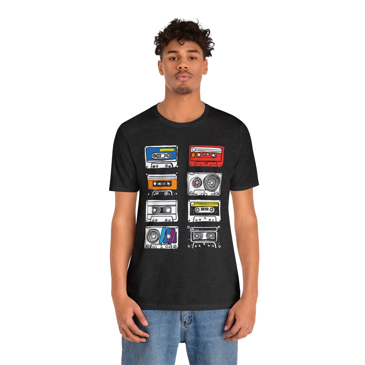 Retro Cassette Tapes Short Sleeve T-Shirt - Vintage Music Lover Tee, 80s Nostalgia Graphic Shirt