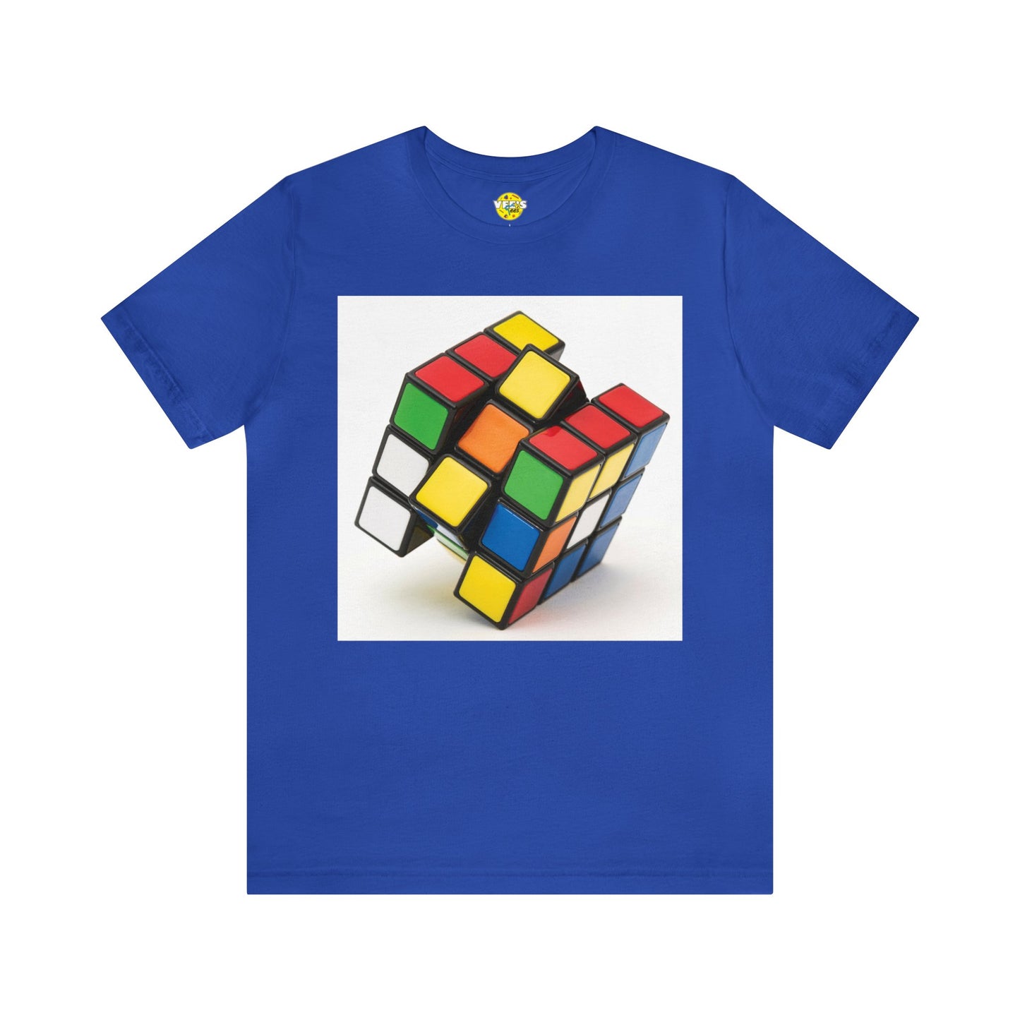 Retro Rubik's Cube Short Sleeve T-Shirt White Background - 80s Puzzle Lover Tee, Nostalgic Graphic Shirt