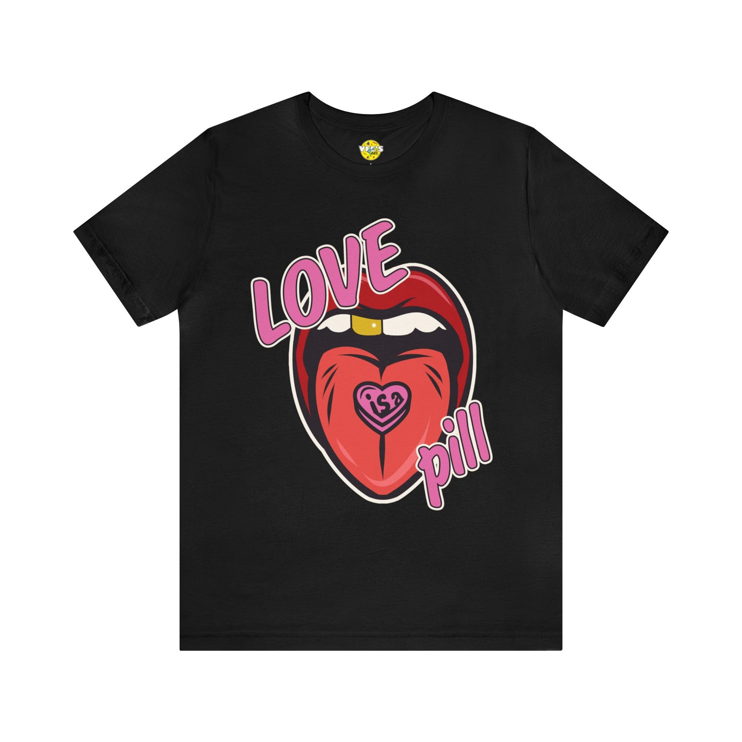 Love is a Pill Anti Valentines Shirt - Pop Art Valentines Day Shirt - Graphic Illustration Valentines tshirt - Tongue Graphic tshirt