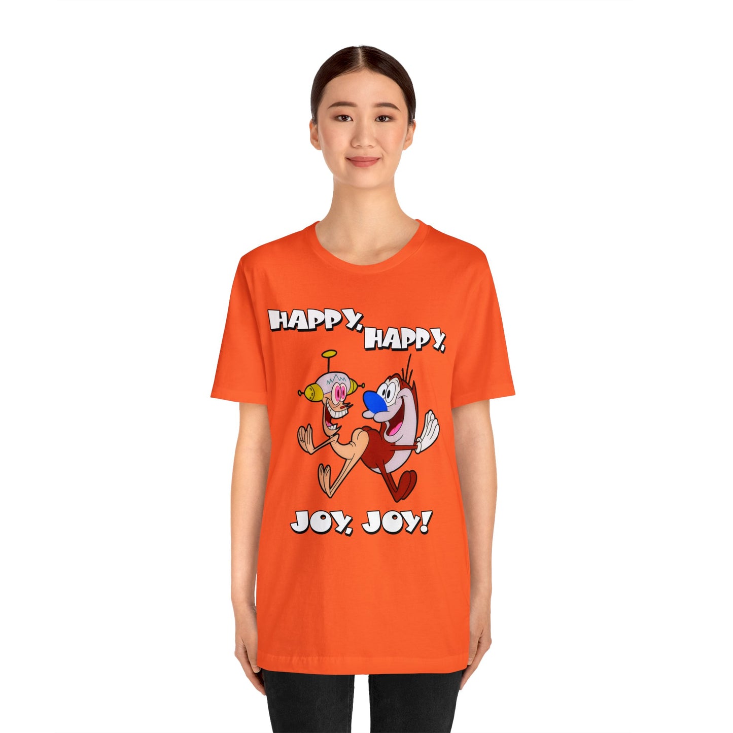 Ren and Stimpy Happy Happy Joy Joy Short Sleeve TShirt - 90s Retro Cartoon Tee