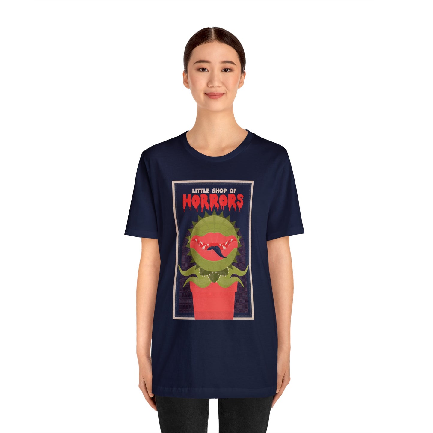 Halloween Audrey II Little Shop of Horrors Short Sleeve T-Shirt - Retro Horror Movie Graphic Tee, Vintage Plant Monster Shirt