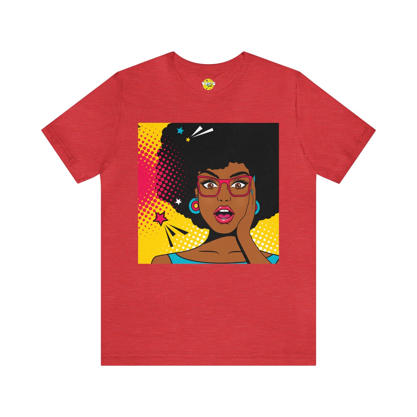 Surprised Melanated Queen Pop Art Short Sleeve T-Shirt - Empowering Graphic Tee, Diverse Art Fashion