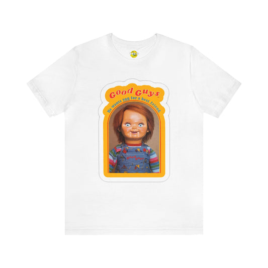 Halloween Chucky's Good Guy Doll Card Short Sleeve T-Shirt - Horror Icon Tee, Classic Movie Graphic Shirt