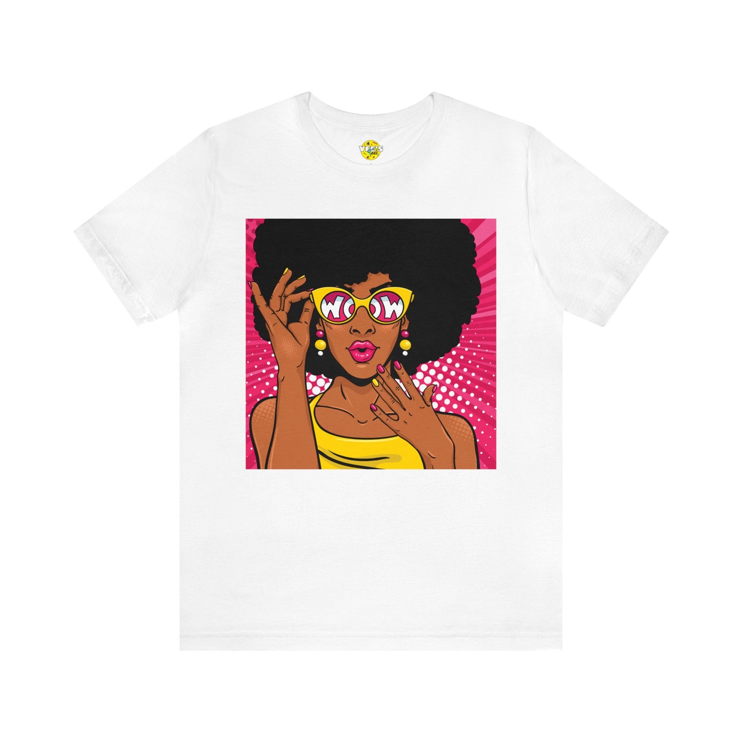 Pop Art Melanated Queen with Sunglasses Short Sleeve T-Shirt - Empowering Graphic Tee, Diverse Art Fashion