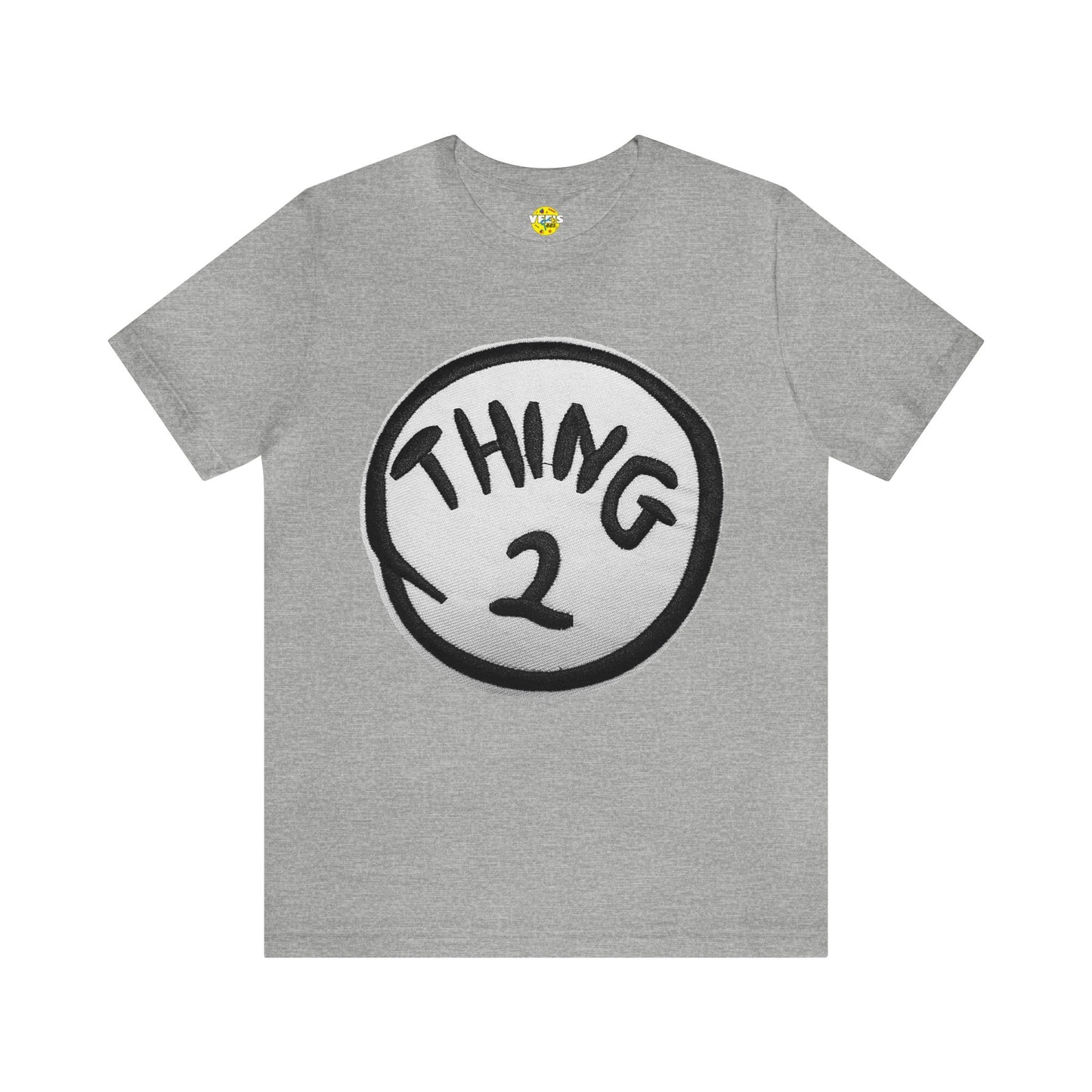 Thing 2 Playful Circle Graphic Vibes Tee - Cat in the Hat Seuss Fan Fashion TShirt - Valentines Day Childrens Book Companion Shirt