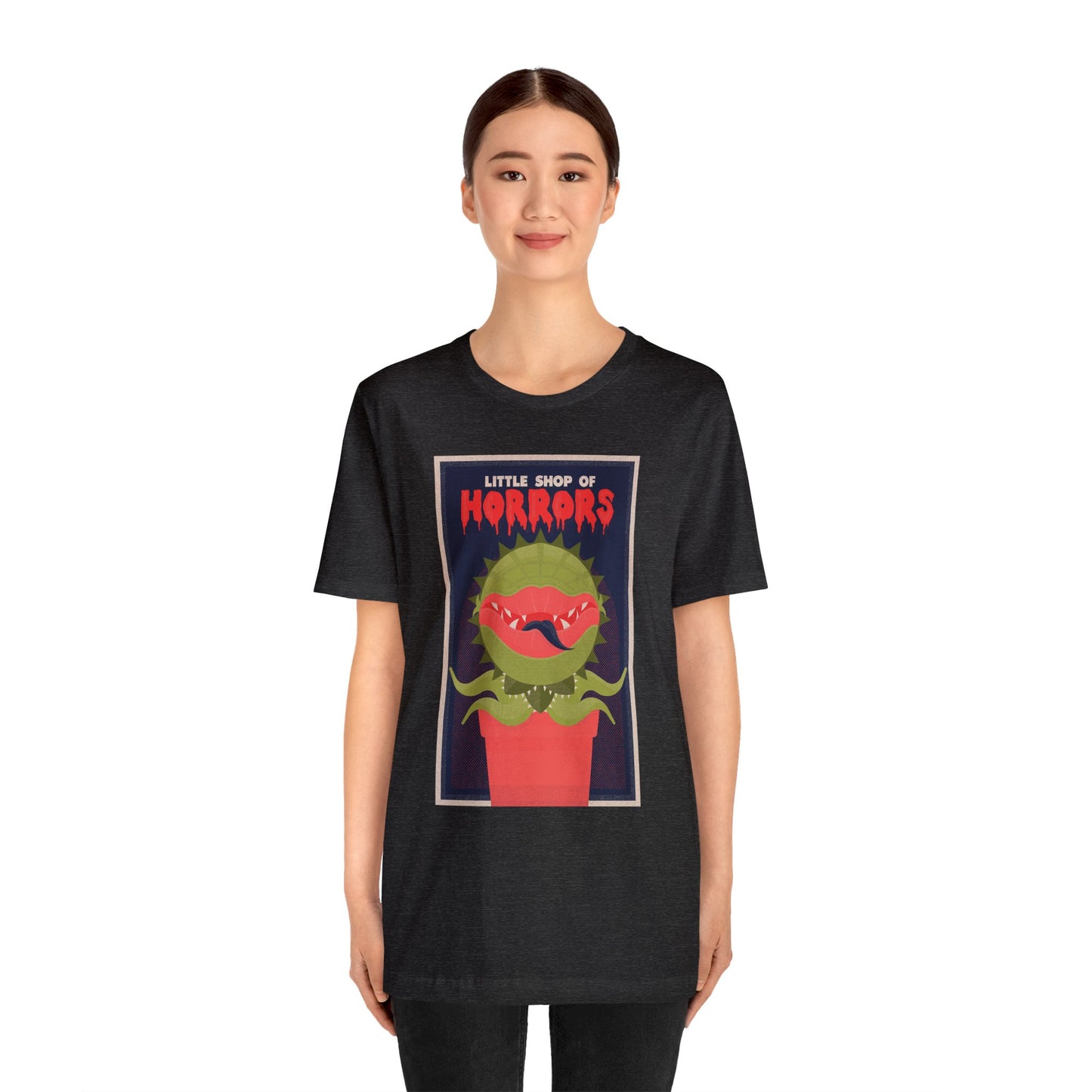 Halloween Audrey II Little Shop of Horrors Short Sleeve T-Shirt - Retro Horror Movie Graphic Tee, Vintage Plant Monster Shirt