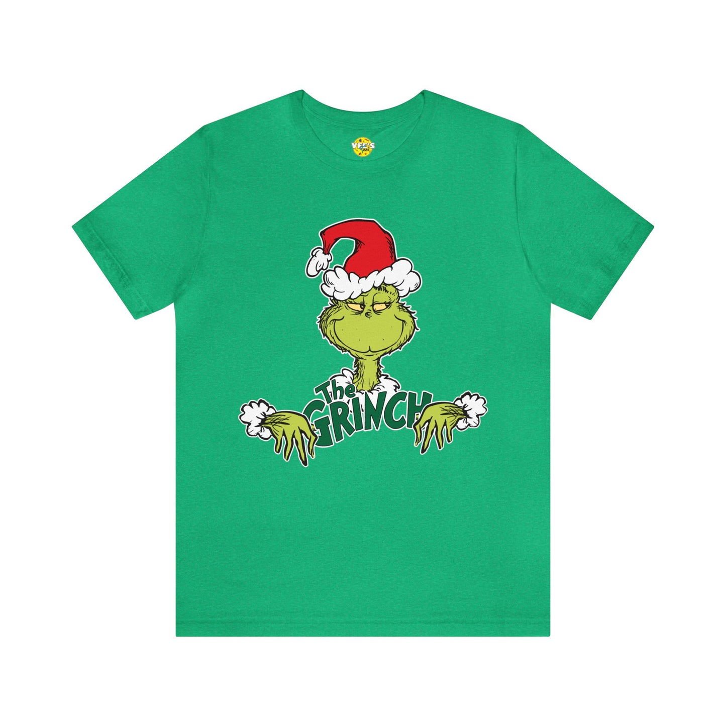 Festive Grinch Face Short Sleeve T-Shirt for a Whoville-Worthy Holiday Season