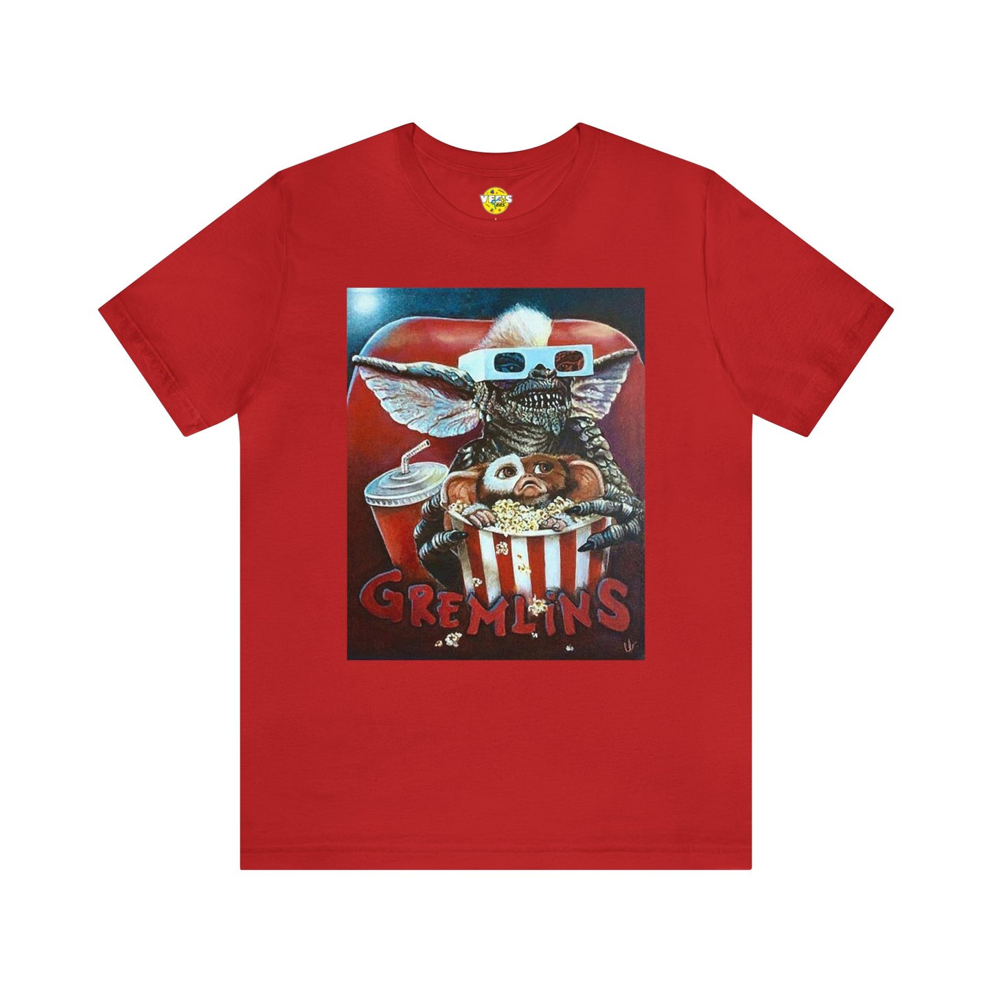 Halloween Gremlins Stripe and Gizmo Short Sleeve T-Shirt - 80s Movie Icon Tee, Retro Cartoon Graphic Shirt