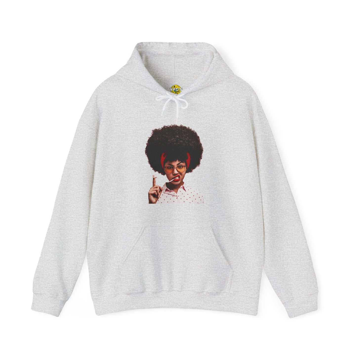 Cute Black Woman Afro Gum Hoodie, Unique Natural Hair Black Girl Magic Sweatshirt, Joyful African American Woman Playful Natural Hair Hoodie