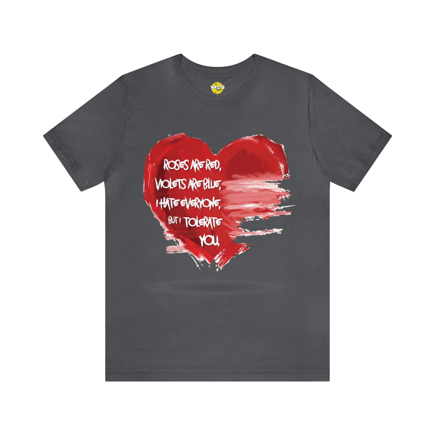 Grunge Heart Poetry Tee - Rebellious Anti-Valentines Day Tshirt - Edgy Unique Graphic Heart Illustration Shirt